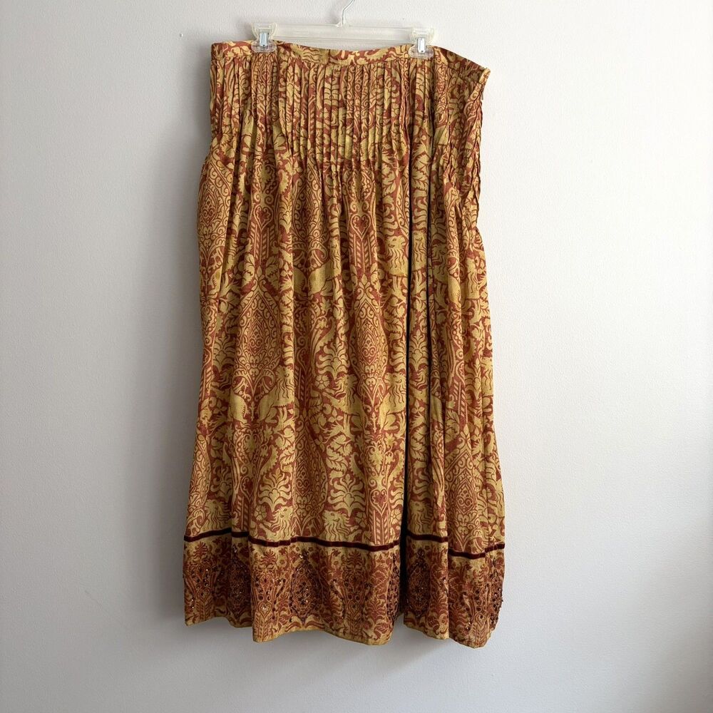 Soft Surroundings Orange Floral Long Maxi Skirt Size 2X Festival Boho Gypsy